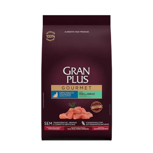 Gran plus gourmet gato adulto castrado pavo y arroz