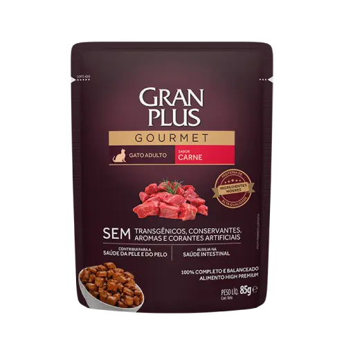 Gran plus gourmet sache gato adulto carne 85 gr