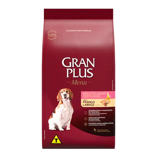 Gran plus menu perro adulto light raza mediano y grande pollo y arroz