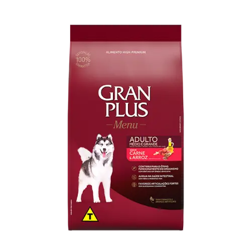 Gran plus menu perro adulto raza mediano y grande carne y arroz