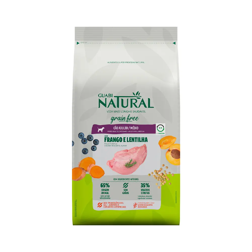 Guabi natural grain free perro adulto porte medio sabor pollo y lenteja
