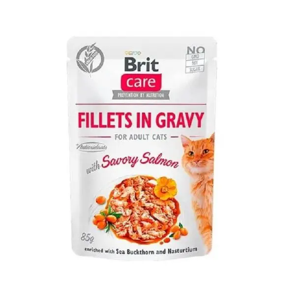 Brit care cat fillets in gravy with savory salmon 85 gr