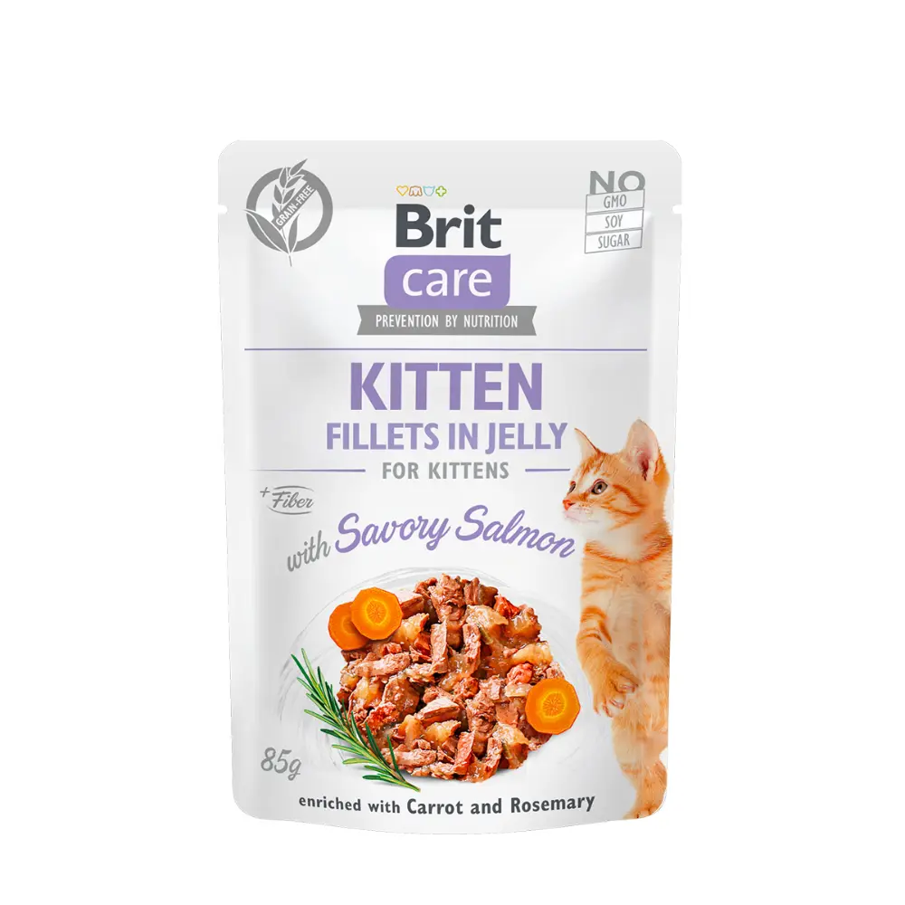 Brit care cat kitten fillets in jelly with savory salmon 85 gr
