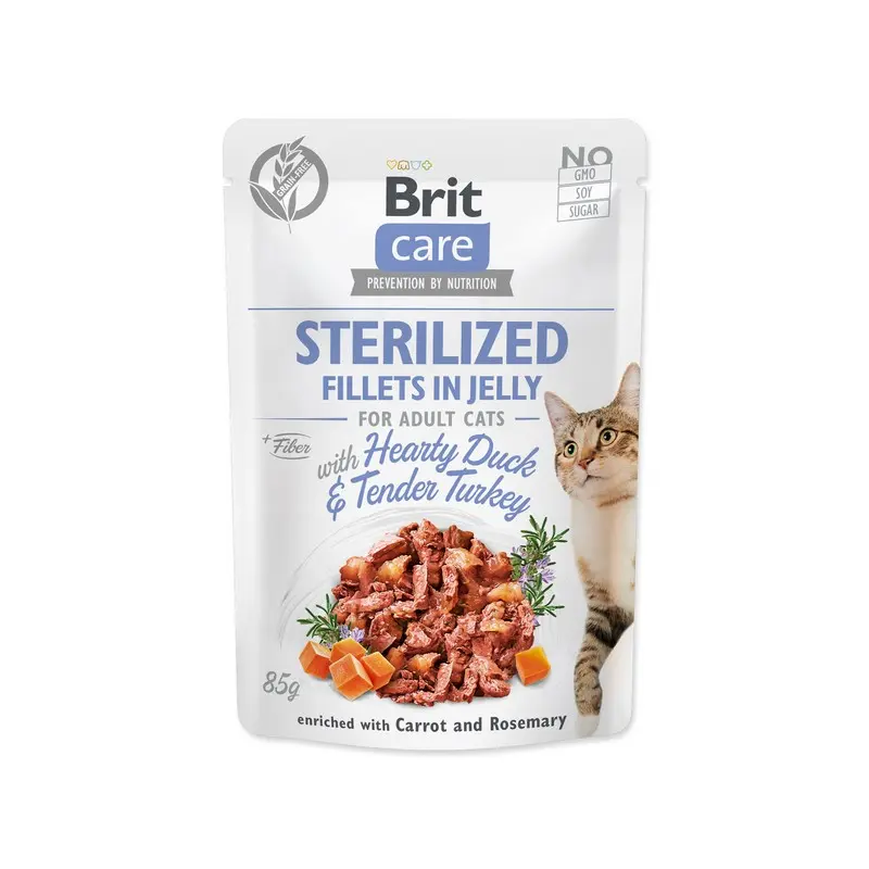 Brit care cat sterilized fillets in jelly hearty duck & tender turkey 85 gr