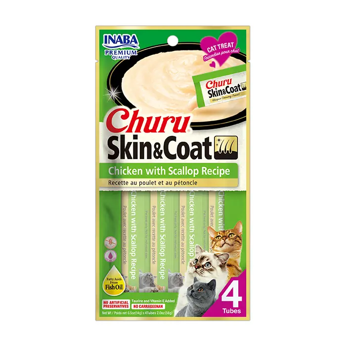 Churu gato skinycoat pollo con ostiones 60 gr