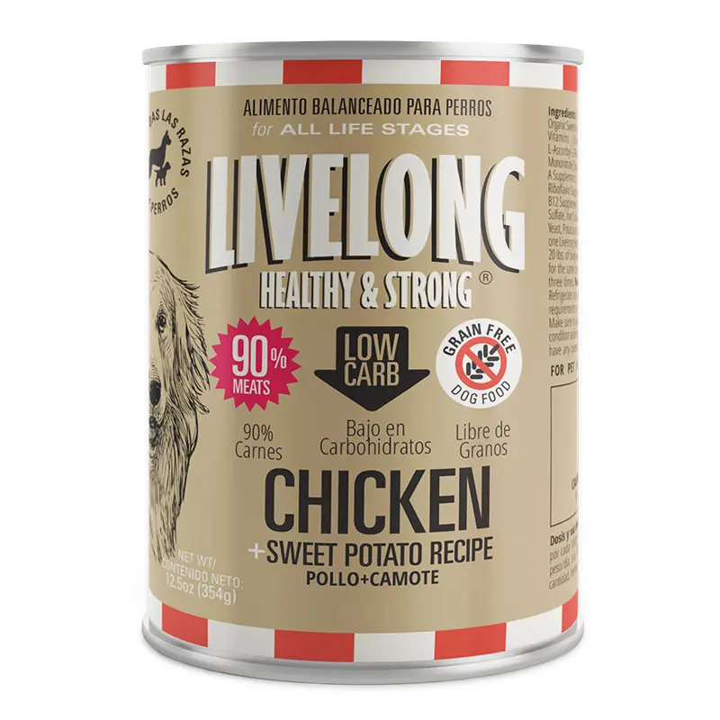 Livelong perro pollo mas camote 354 gr