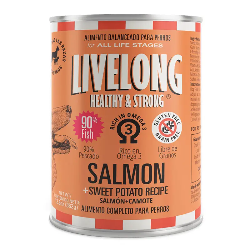 Livelong perro salmon mas camote 354 gr
