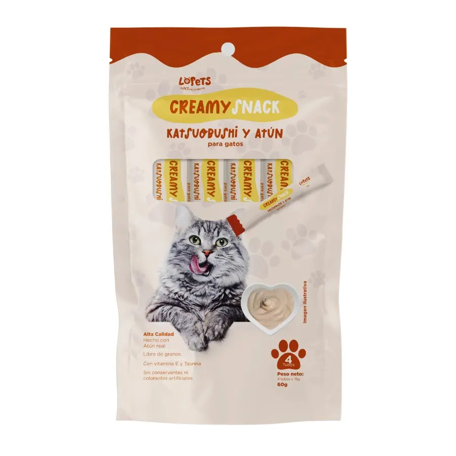 Lopets creamy katsuobusmi y atun para gatos 60 gr