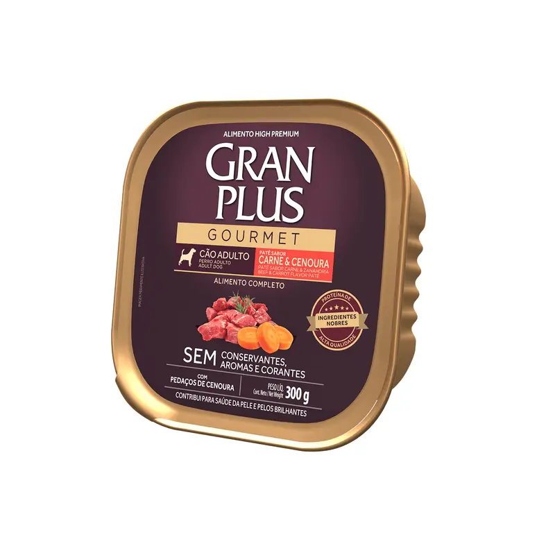 Gran plus gourmet pate perro adulto carne y zanahoria 300 gr