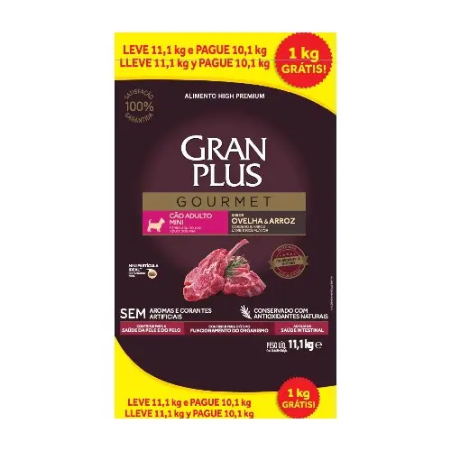 Gran plus gourmet perro adulto mini cordero y arroz