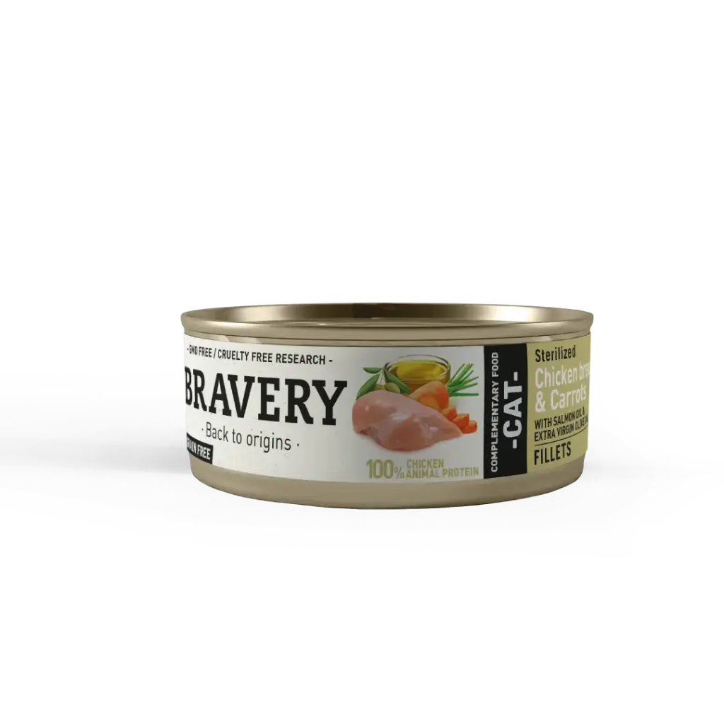 Bravery wet food sterilized cat chicken breast y carrots 70 gr