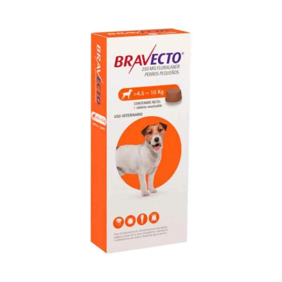 Bravecto 250mg para perro 4.5 a 10 kg