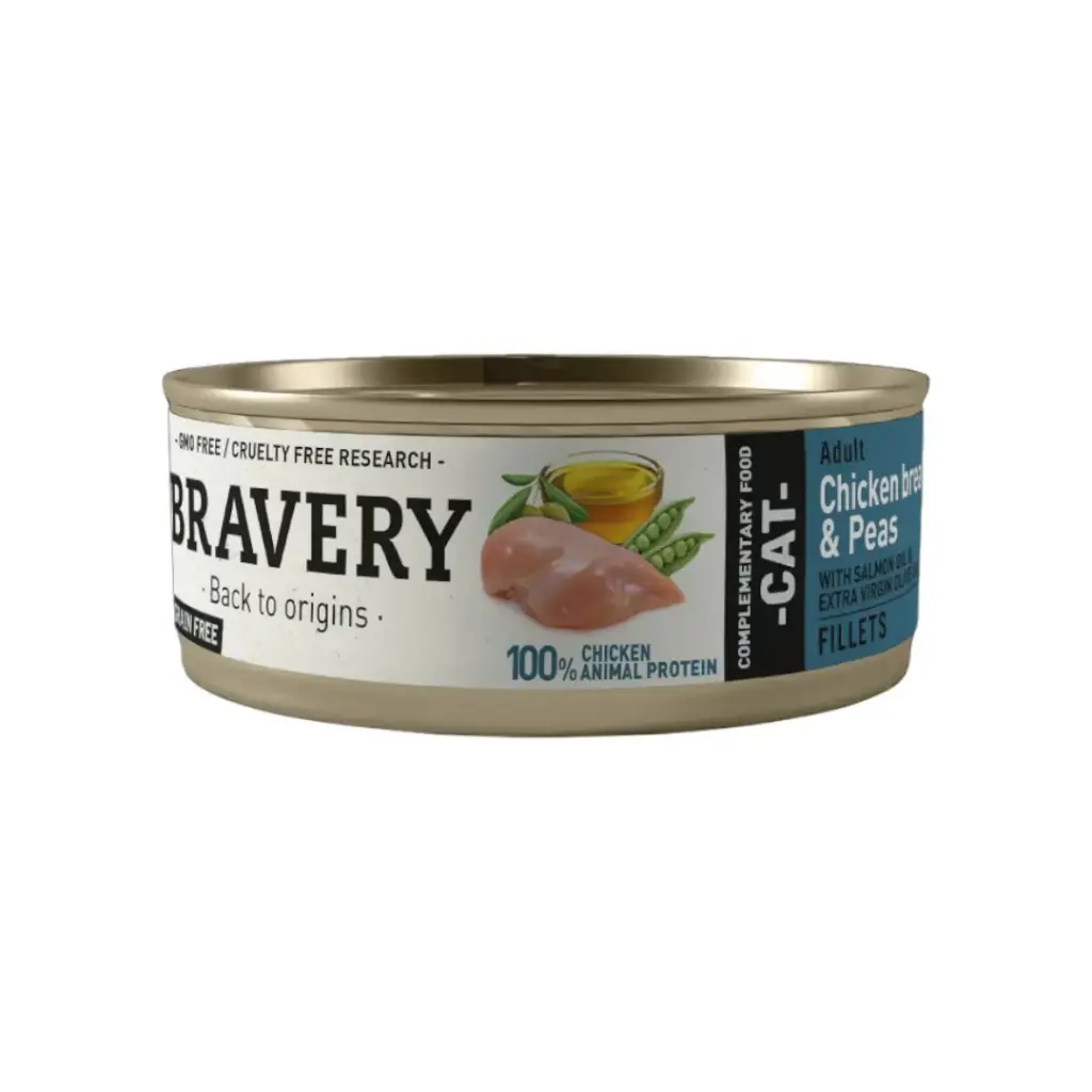 Bravery wet food cat chicken breast y peas 70 gr