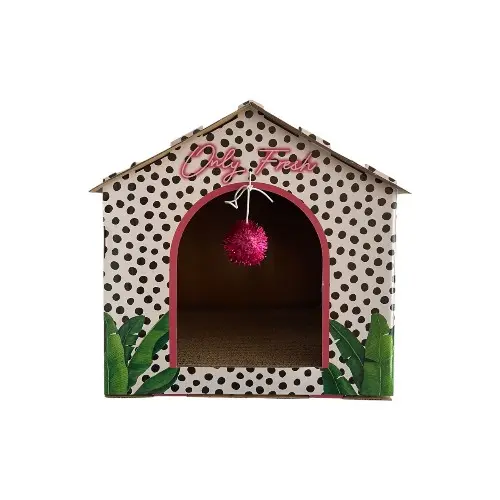 Casa rosa de caja para gato Amanova
