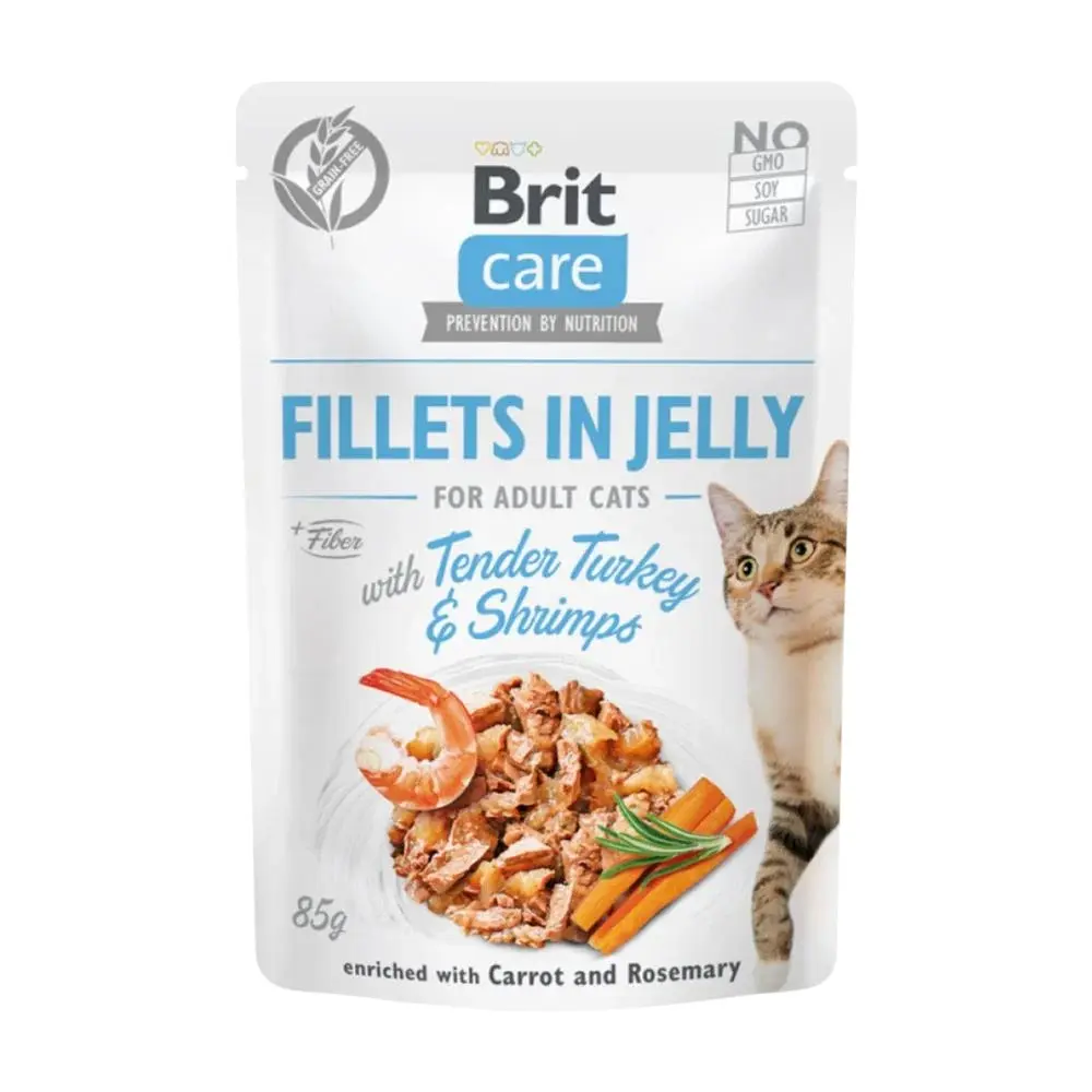 Brit care cat fillets in jelly tender turkey & shrimps 85 gr