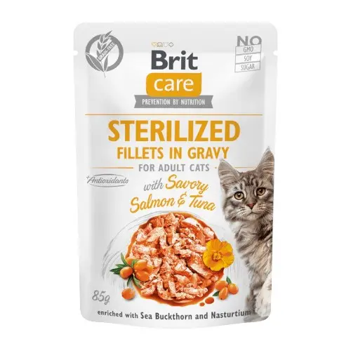 Brit care cat sterilized in gravy savory salmon & tuna 85 gr