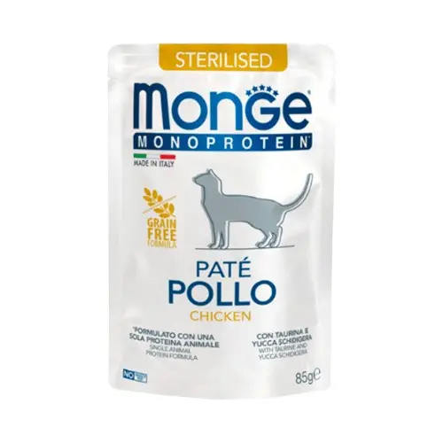 Monge feline monoprotein sterilised pollo 85 gr