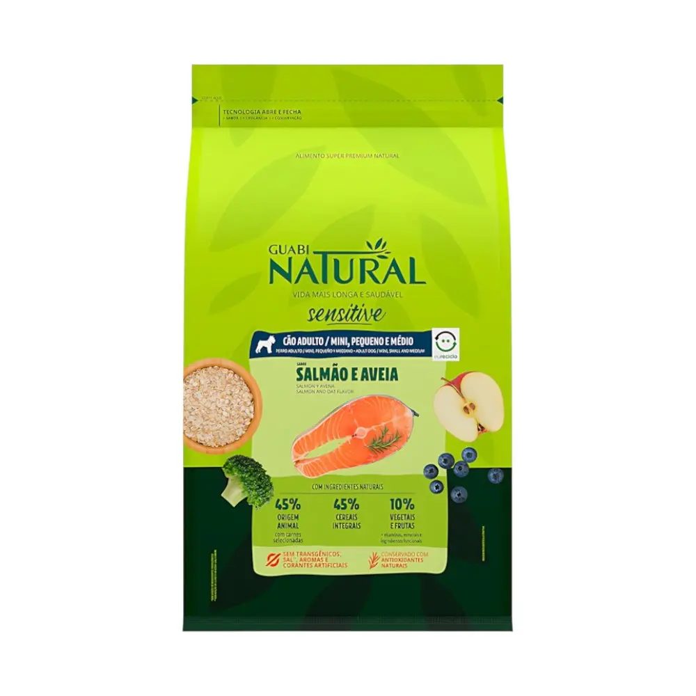 Guabi natural perro adulto mini, pequeño y mediano salmón y avena