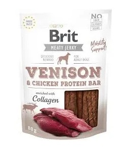Brit meaty jerky venison & chicken protein bar 80 gr