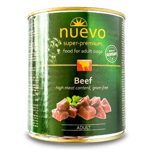 Nuevo perro senior cordero y carne con hojuelas de avena