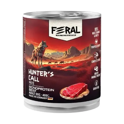 Feral perro adulto Hunter's Call pate Monoprotein Carne