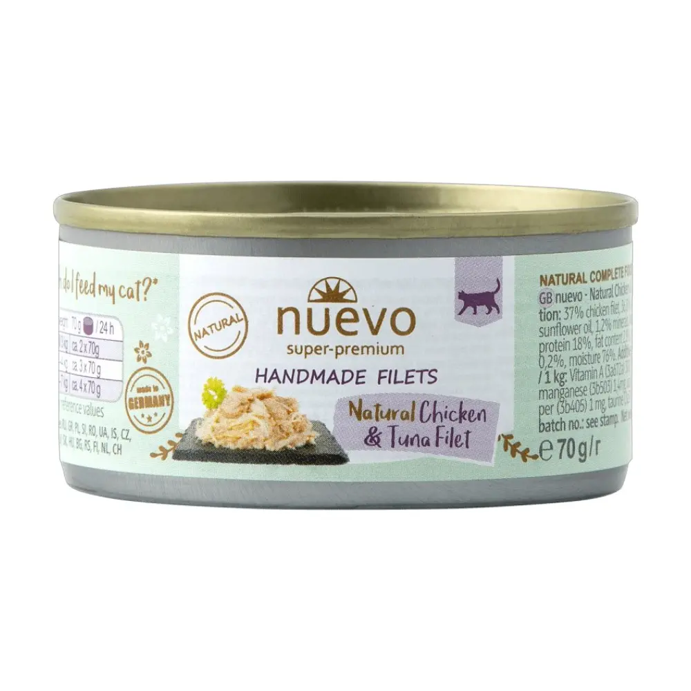 Nuevo gato adulto handmade natural filete de pollo y atun 70 gr