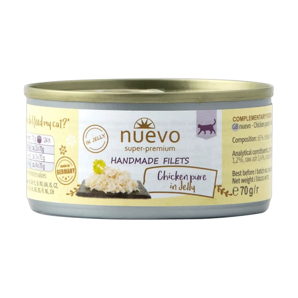 Nuevo gato adulto handmade natural filete de pollo en gelatina 70 gr
