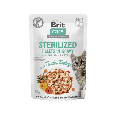 Brit care cat sterilized fillets in gravy tender turkey 85 gr