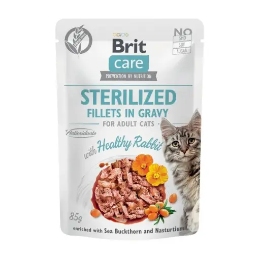 Brit care cat sterilized fillets in gravy with healthy rabbit 85 gr