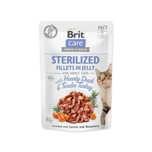 Brit care cat sterilized fillets in jelly hearty duck & tender turkey 85 gr