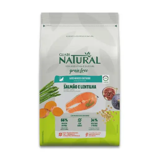 Guabi natural grain free gato adulto castrado salmon y lenteja