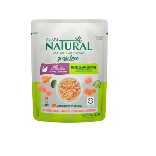 Guabi natural grain free gato pollo, salmon y vegetales 85 gr