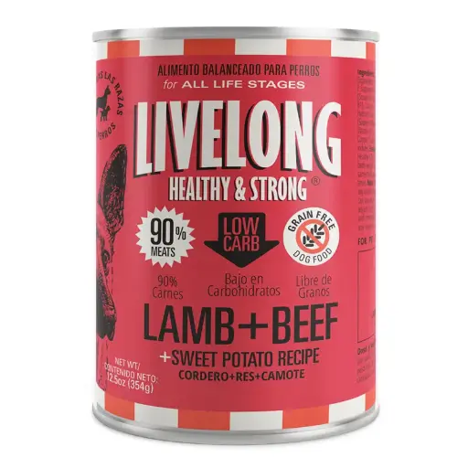 Livelong perro res cordero mas camote 354 gr