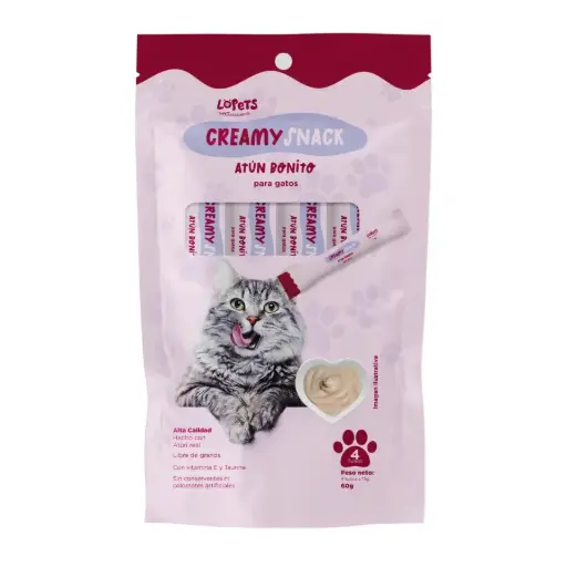Lopets creamy atun bonito para gatos 60 gr