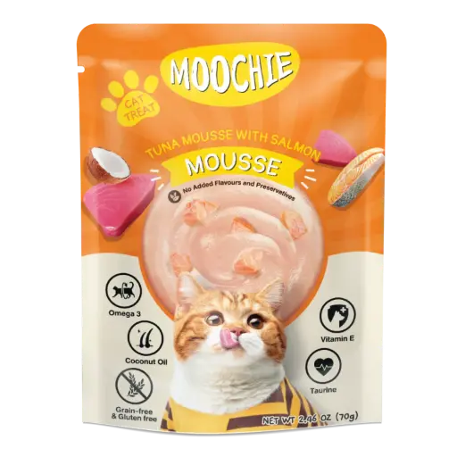 Moochie mousse gato benefits - atun con salmon 70 gr