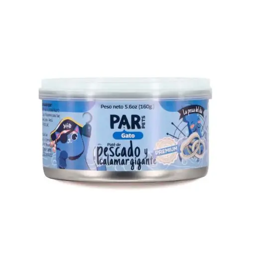 Par pets gato pate de pescado y calamar gigante 160 gr