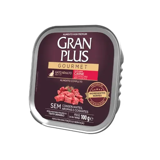 Gran plus gourmet pate gato adulto carne 100 gr
