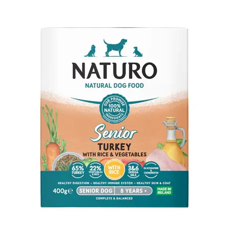 Naturo Pavo con Arroz y Vegetales para perros senior 400 gr
