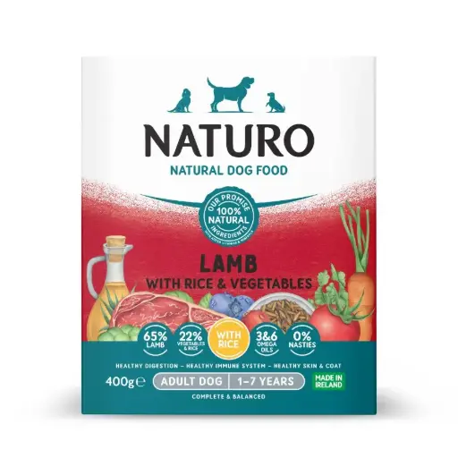 Naturo Cordero, Arroz y Vegetales - Para perro adulto 400 gr