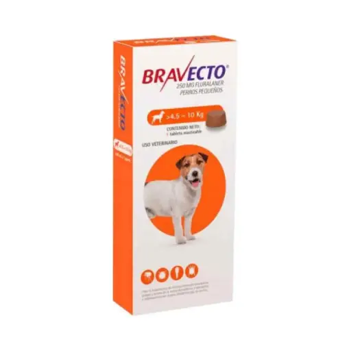 Bravecto 250mg para perro 4.5 a 10 kg