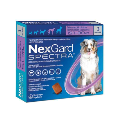 Nexgard Spectra L 3 Tab 15.1 a 30 Kg - por eli 