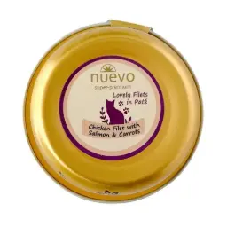 Nuevo gato adulto filete pollo con salmon y zanahoria 85 gr