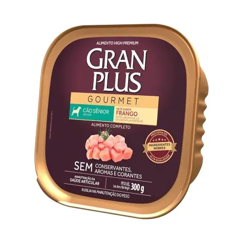 Gran plus gourmet pate perro senior pollo 300 gr