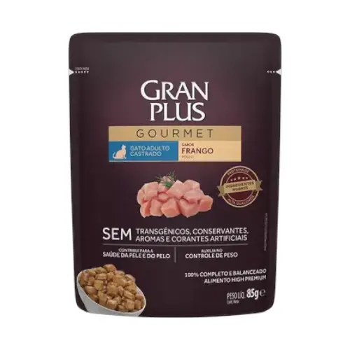Gran plus gourmet sache gato adulto castrado pollo 85 gr