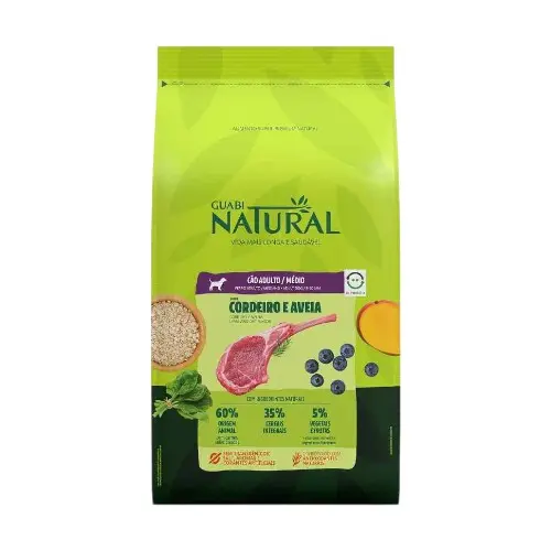Guabi natural perro adulto medio cordero y avena 12 kg