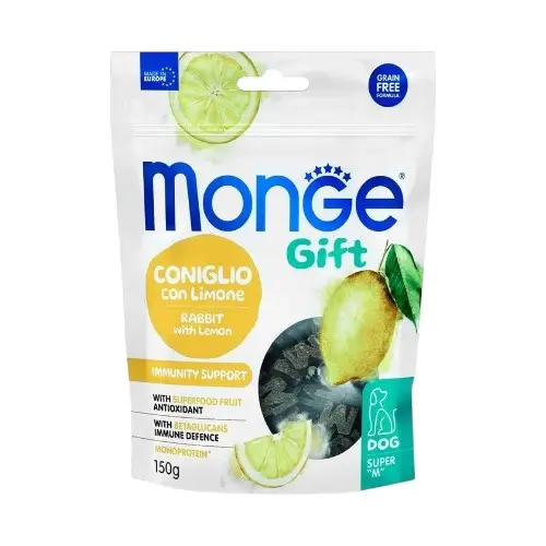 Monge gift super "M" immunity support dog conejo con limon 150 gr