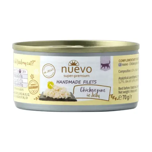 Nuevo gato adulto handmade natural filete de pollo en gelatina 70 gr